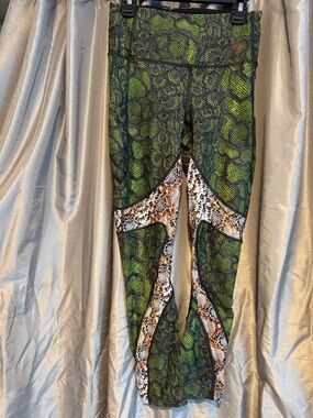 Twin Fantasy by R13 Green and Gold Python Leggings size Medium